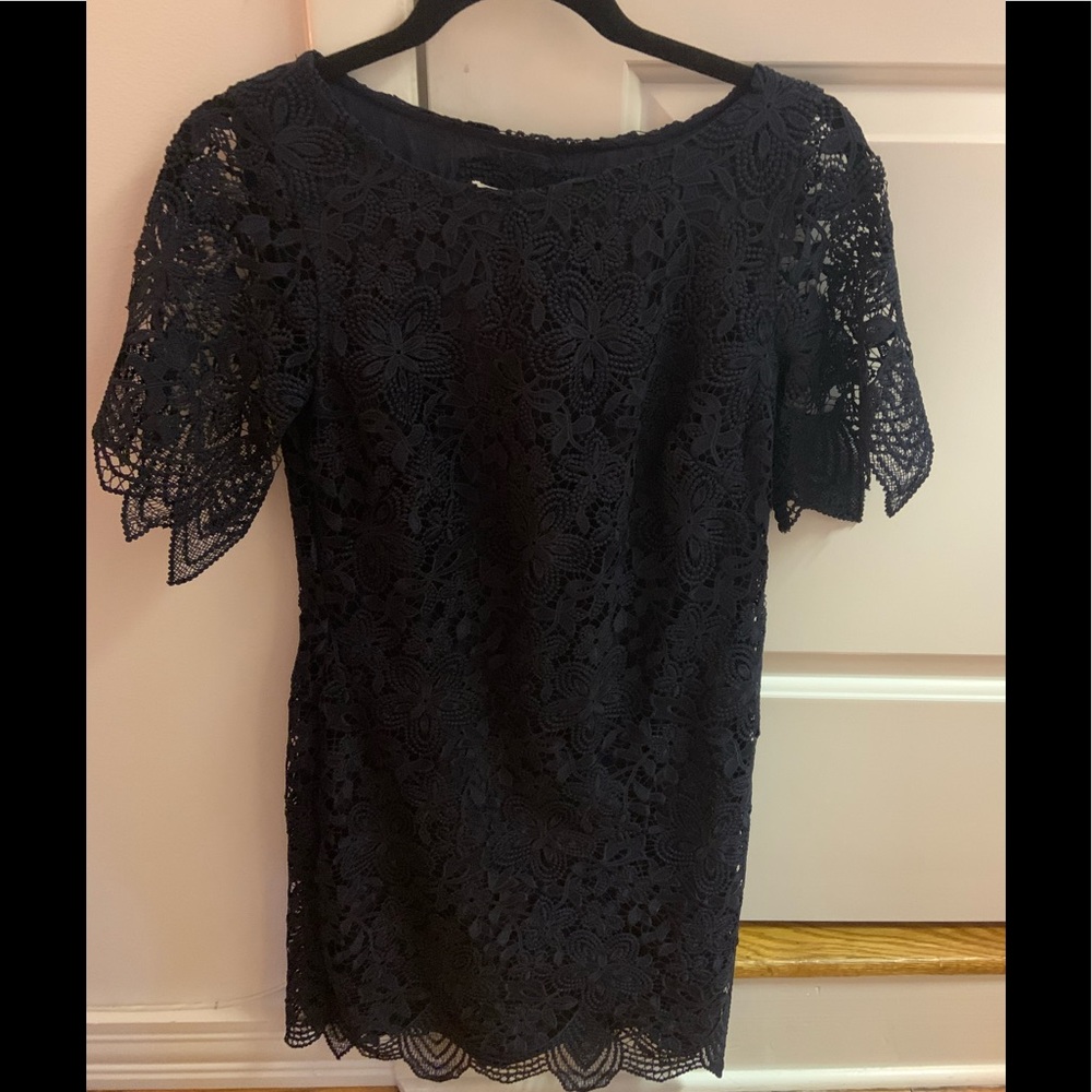 Anthropologie navy blue lace dress